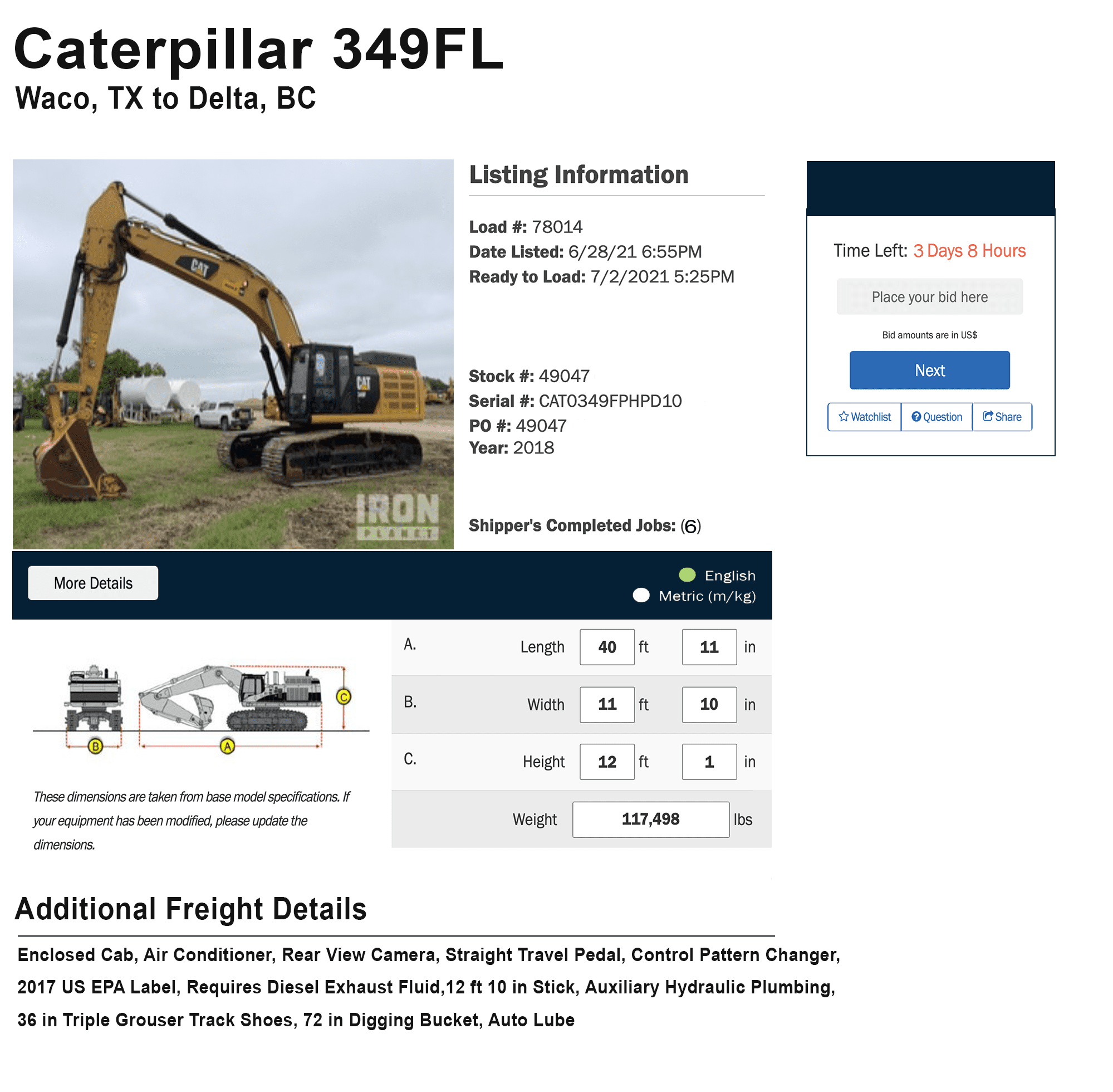 freight details