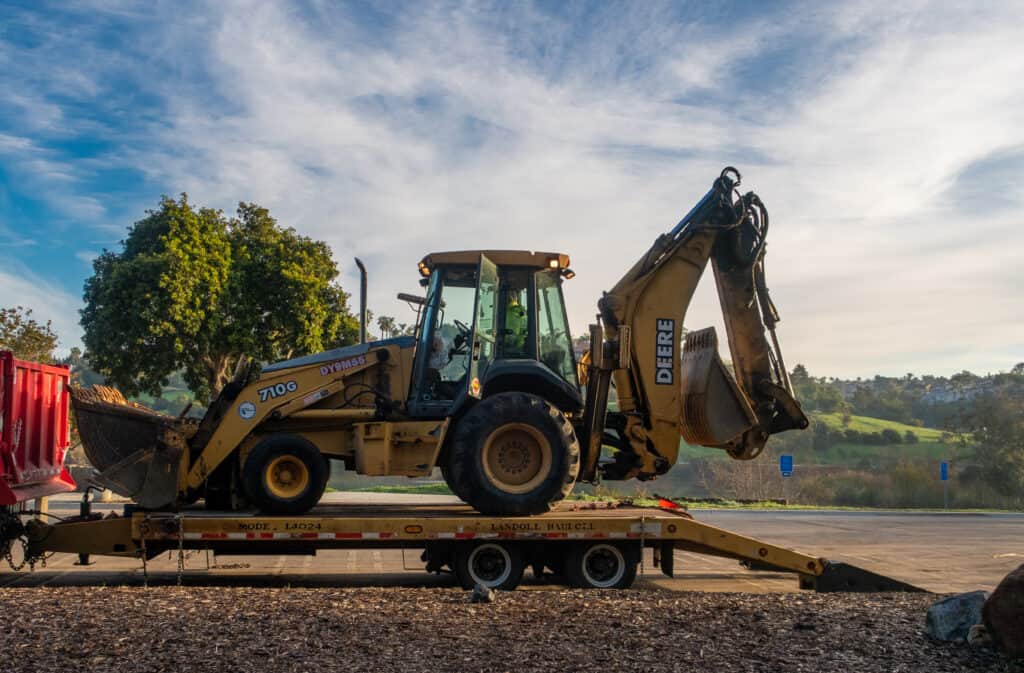 Backhoe on a trailer