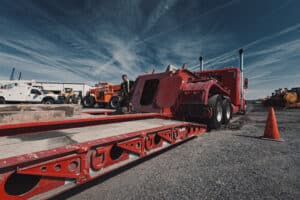 trailer on level ground