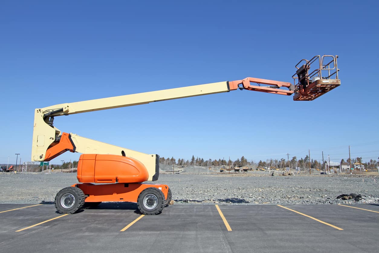 orange boon lift On A Construction Site