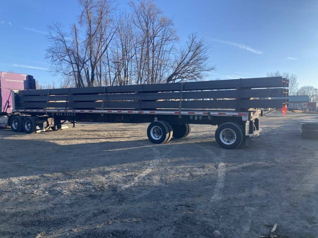 steel beams on trailer