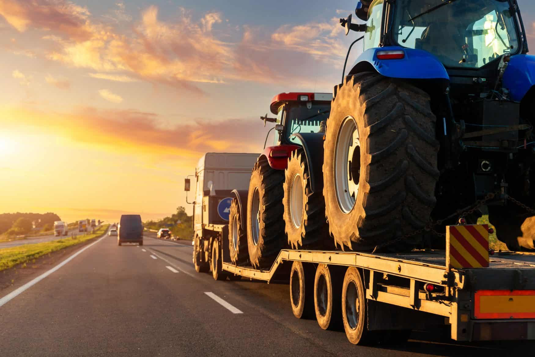 flatbed trailer with tractors